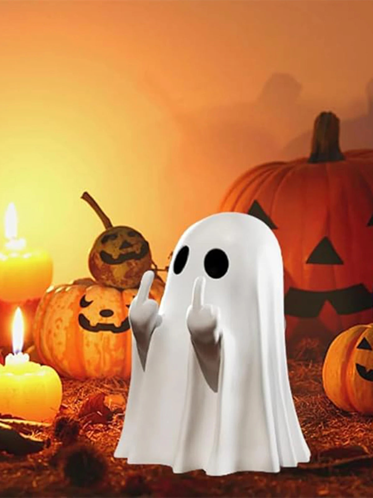 Middle Finger Ghost Statue — Funny Halloween Decor