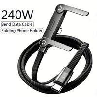 Fast Charging Type C to Type C, Cable USB C to Type C, with Foldable Stand