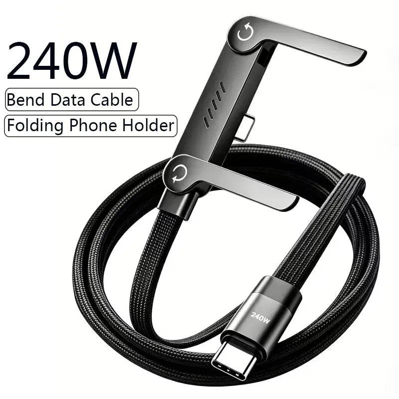Fast Charging Type C to Type C, Cable USB C to Type C, with Foldable Stand