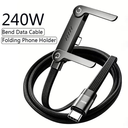 2-in-1 Charging Cable with Foldable Phone Stand