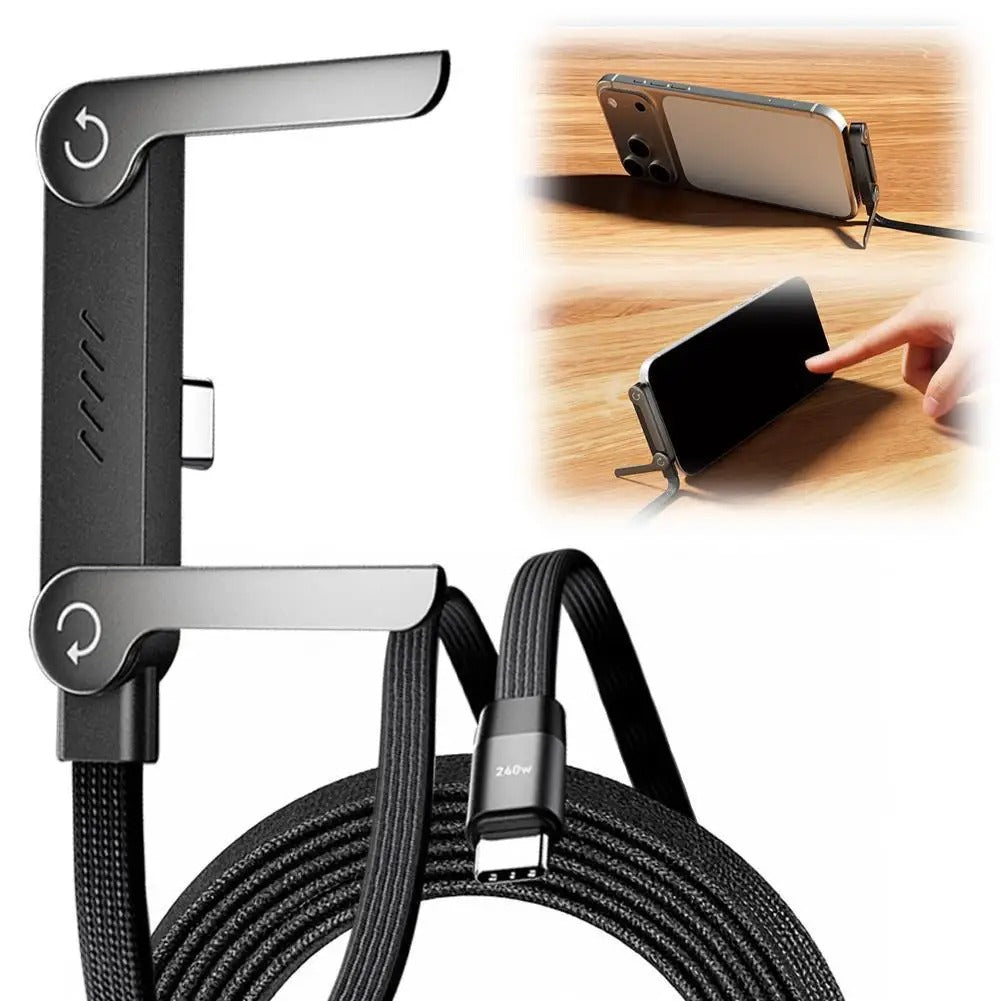 2-in-1 Charging Cable with Foldable Phone Stand
