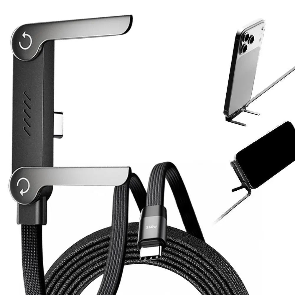 2-in-1 Charging Cable with Foldable Phone Stand